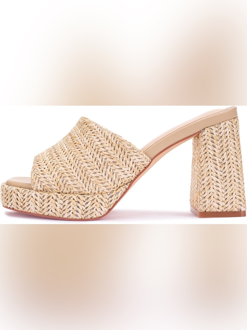 Braided Platform Mule Heel in Beige